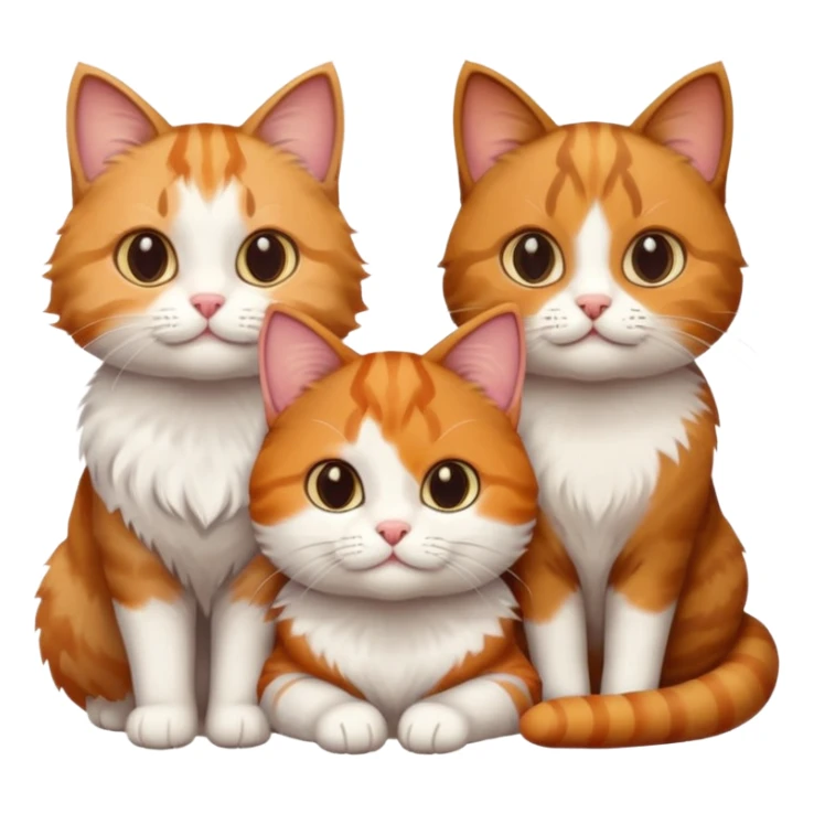 3 cats different colours including brown tabby and white, calico, and ginger and white sticker