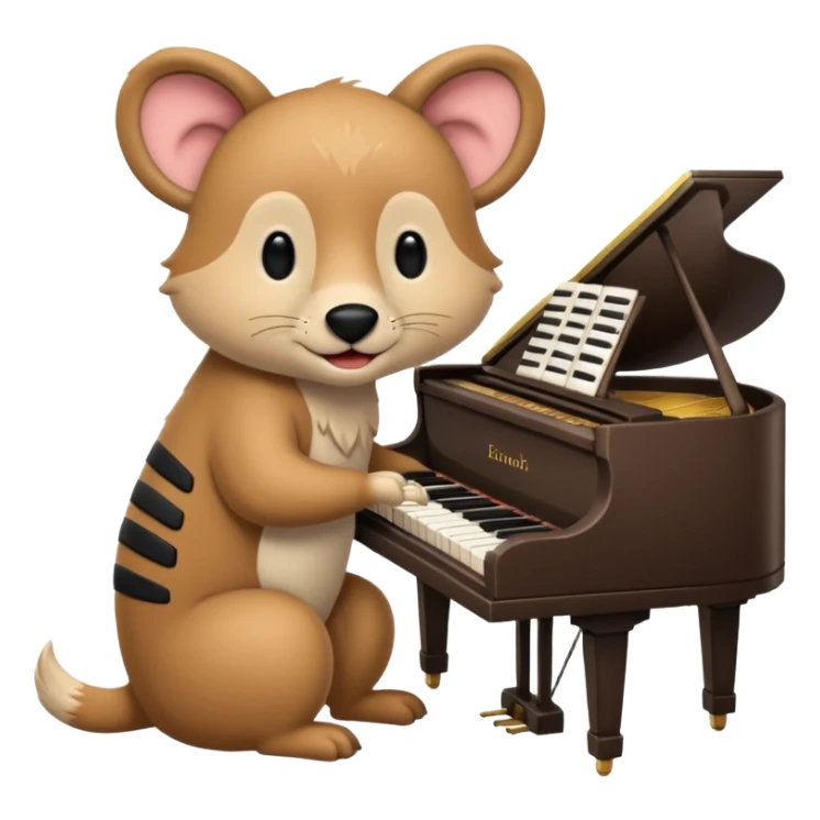 animal playing piano sticker