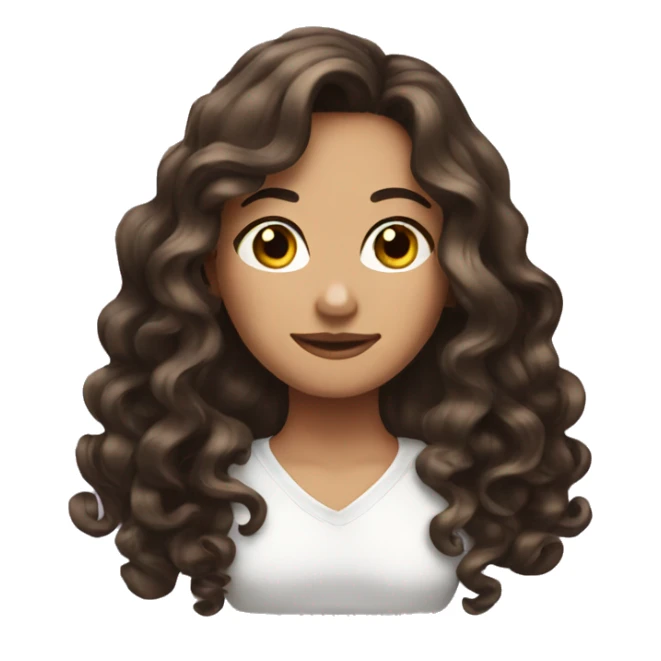 Brunette long curled hair sticker