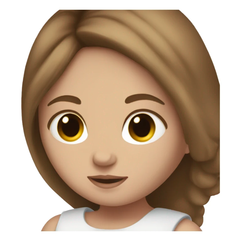 White girl with brown hair holding white baby sticker