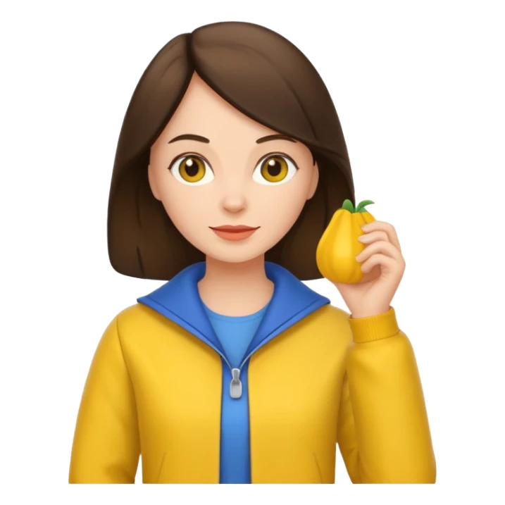 brunette woman with yellow dutch clothing sticker