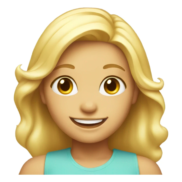 Blonde smiling girl with sunshine face sticker