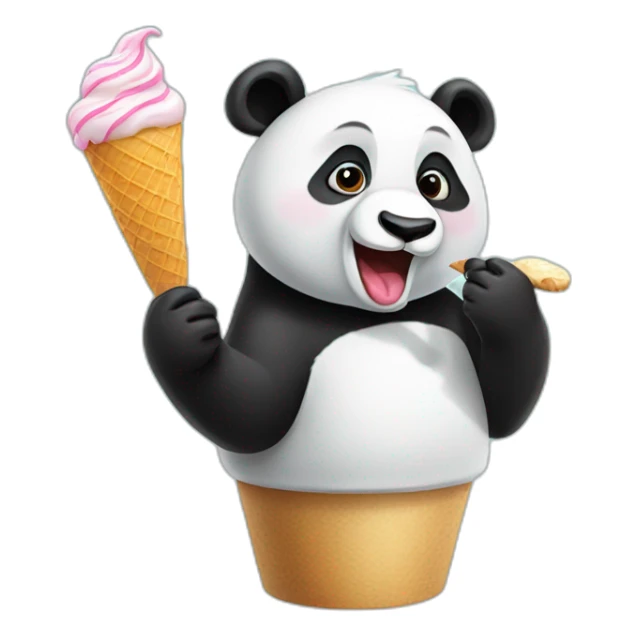 Panda eating ice cream sticker