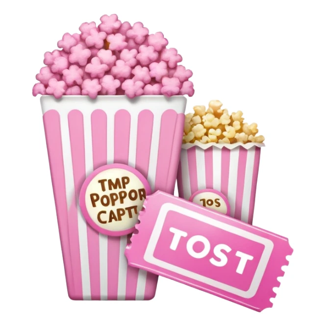 pink popcorn with 2 movie tickets sticker