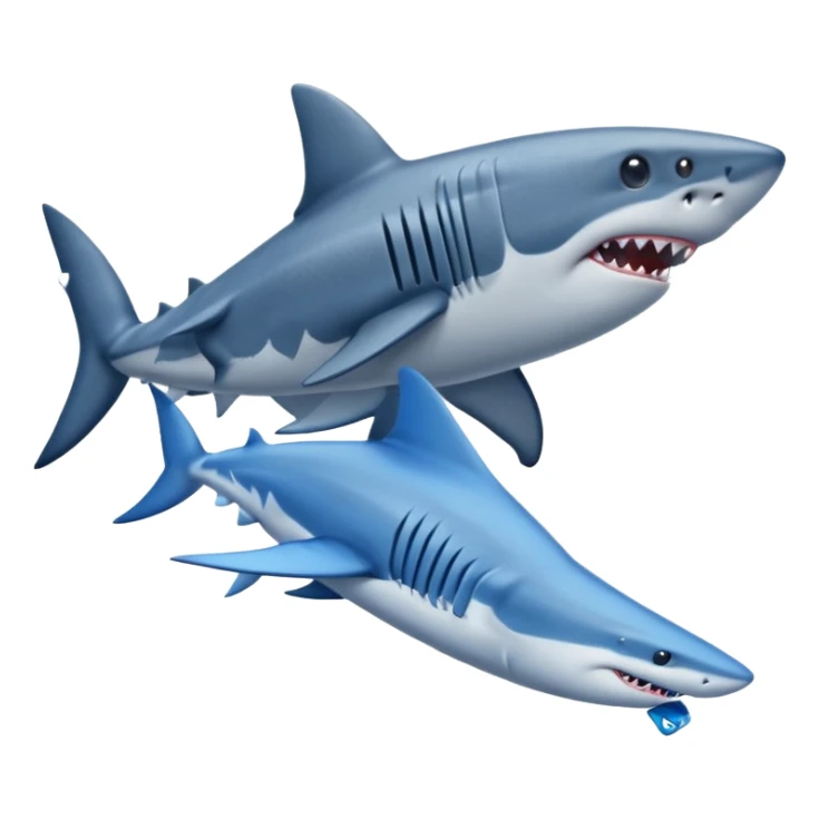 Shark wearing 3 blue sneakers sticker