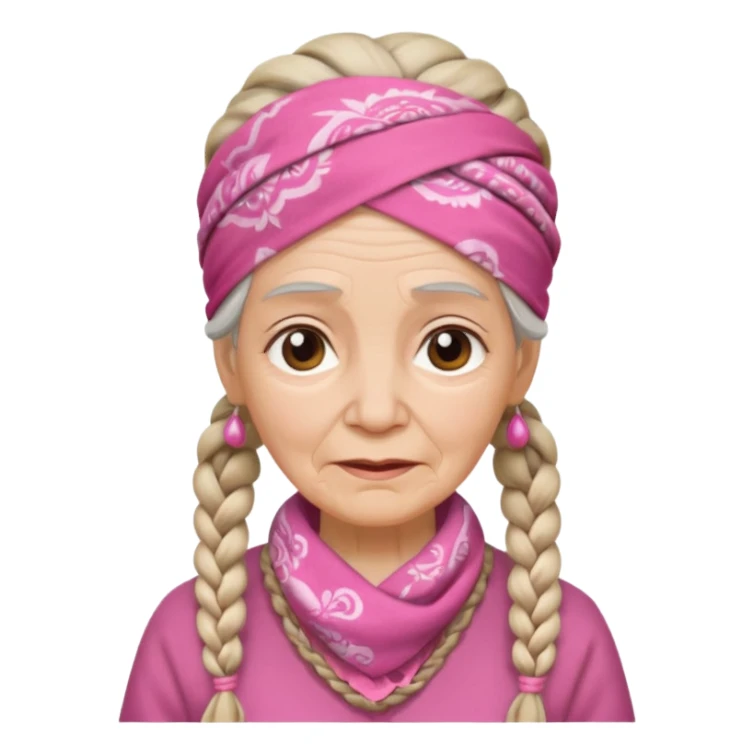 old woman with braids and a pink bandana sticker
