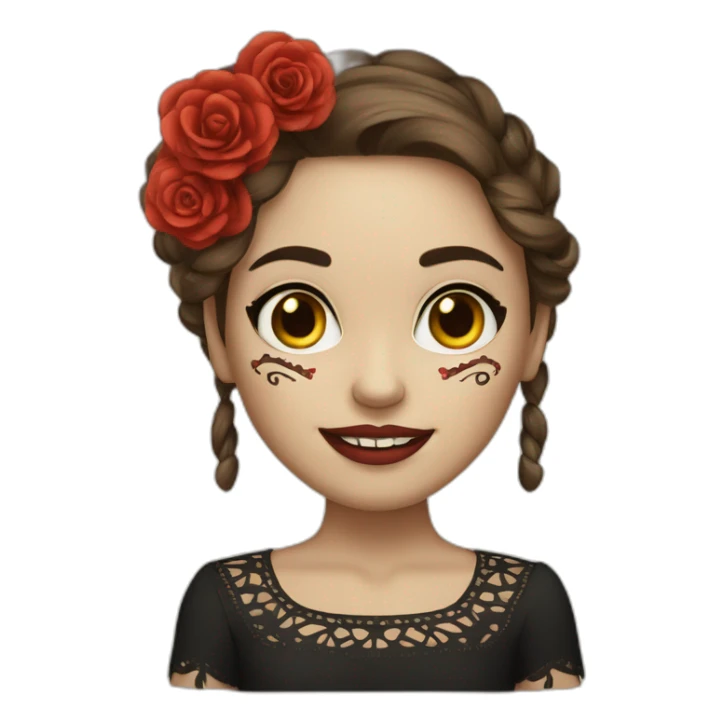 dia de los muertos girl happy Brown hair sticker