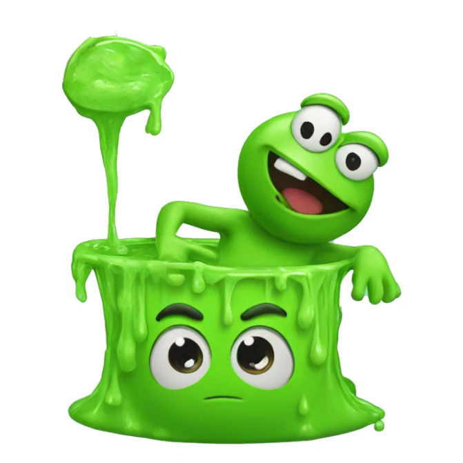 Smile emoji getting filled with slime by Pepe the Frog. sticker