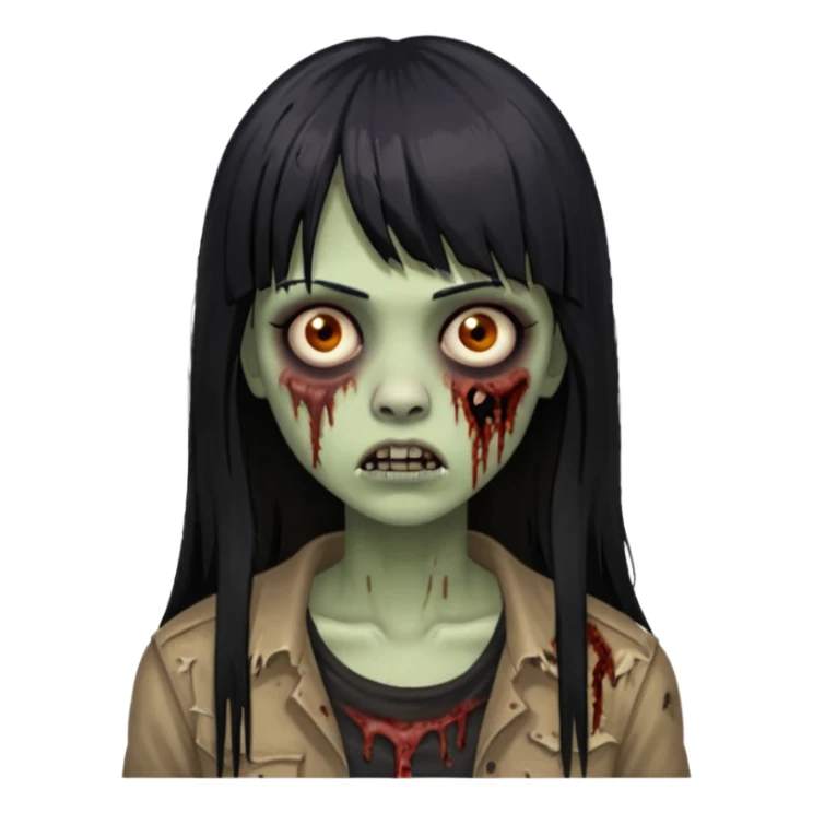 oculos, cabelo preto e longo e com franja reta, mulher e zumbi  sticker