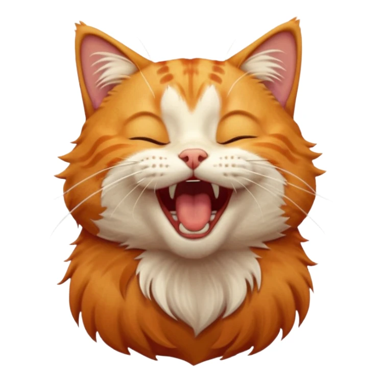 A high-resolution photo-realistic digital illustration of a solid ginger tabby cat, head titled up yawning sticker