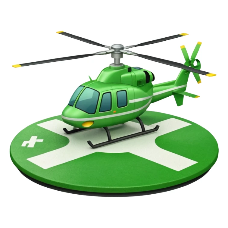 a helipad with a green surface and an H in the center sticker