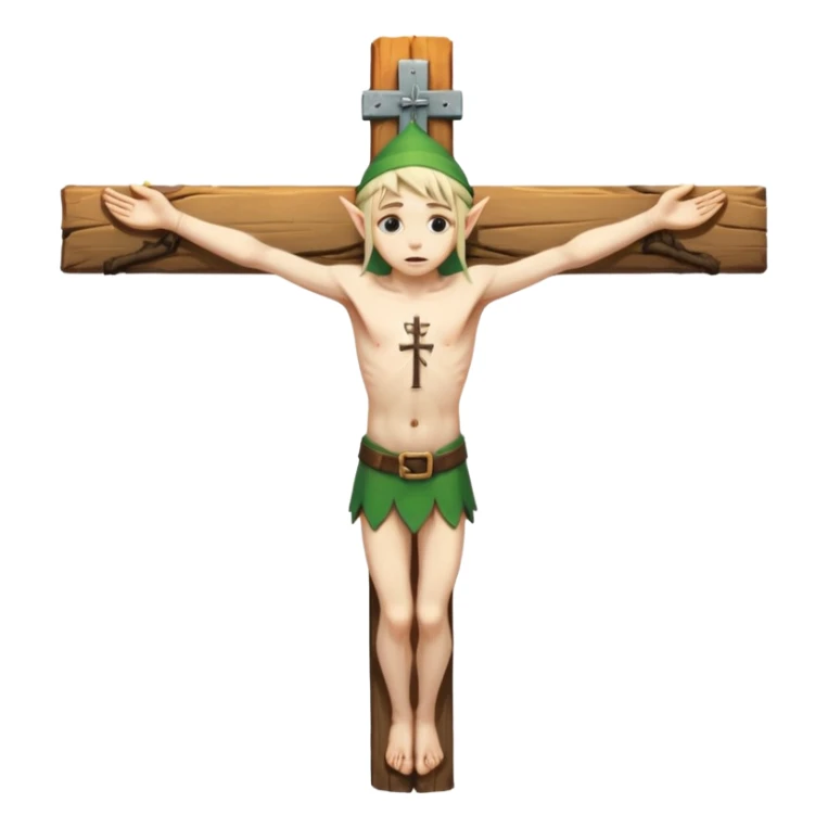 Elf getting crucified on cross sticker