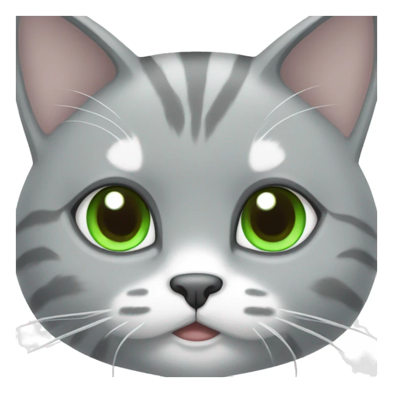 grey and white kitty with green eyes sticker