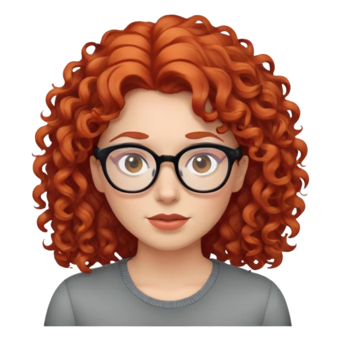 red-haired woman with curly hair, glasses, assertive expression sticker