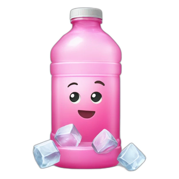 cristaline plastic bottle with pink drink and ice cubes sticker