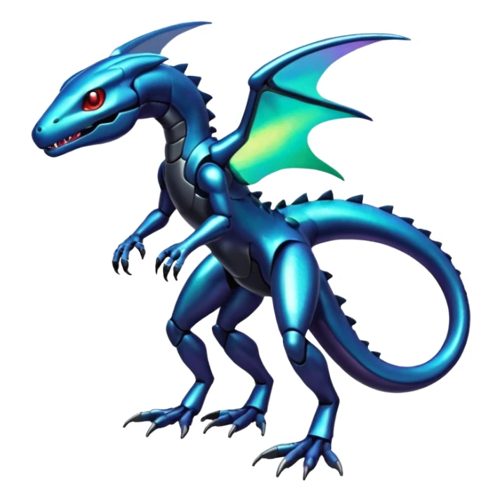 Shiny Iridescent Genesect-Helioptile-Salandit-Fakémon-hybrid-creature (full body)  sticker