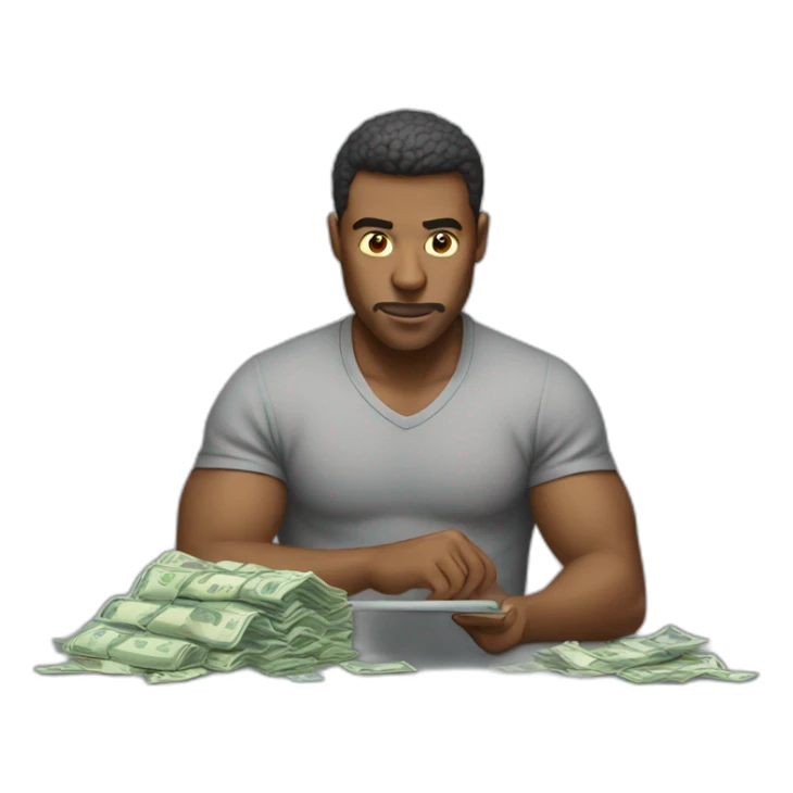 man working very hard to earn very little money sticker