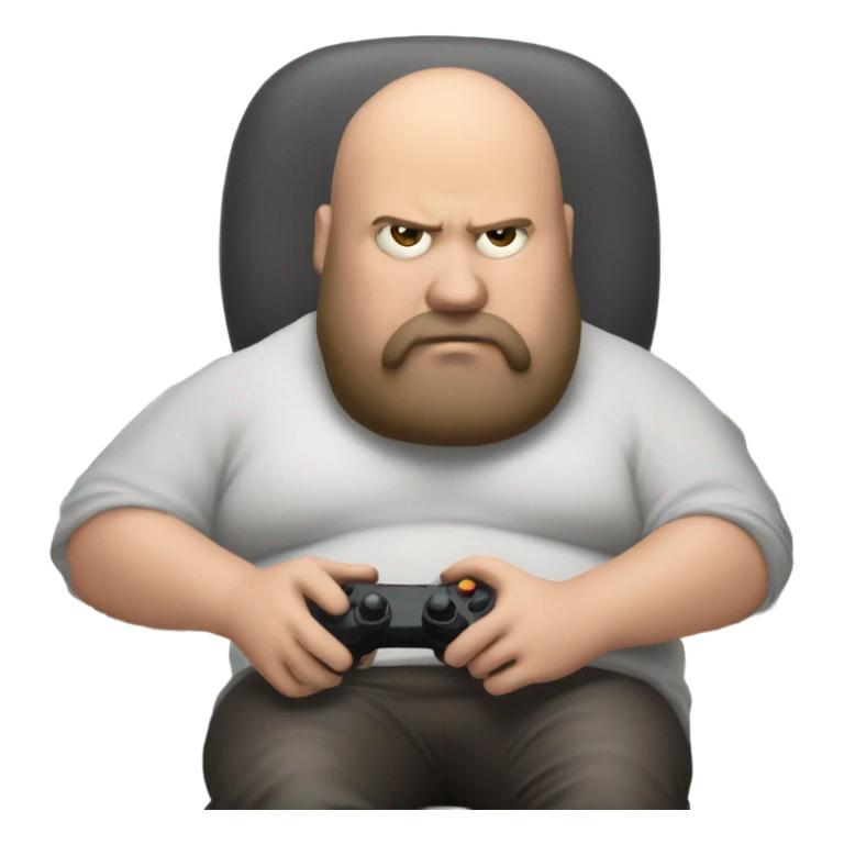 Fat man gamer with hairy face sitting sticker