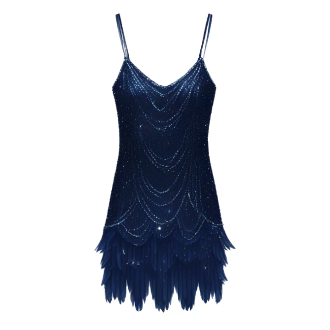 Navy blue sparkly flapper style dress with thin straps sticker