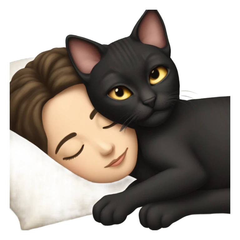 Black sphinx kitty sleeping with brunette white girl's sticker