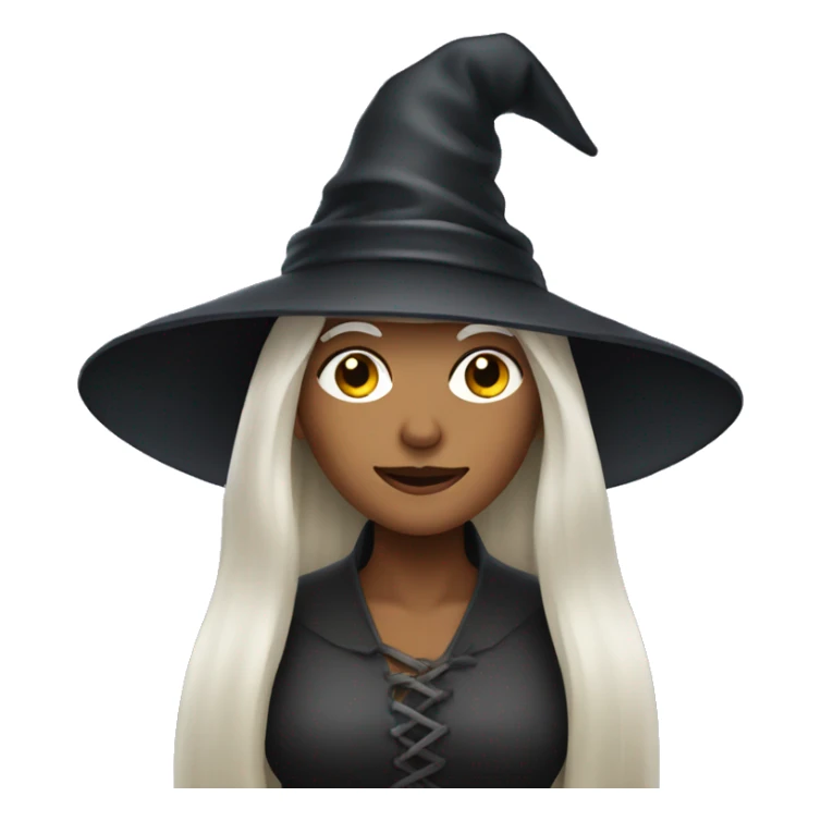 A woman with white long hair and witch's hat  sticker