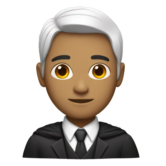 Man, white, black hair with side fade wearing a suit and with a back cape on shoulders sticker