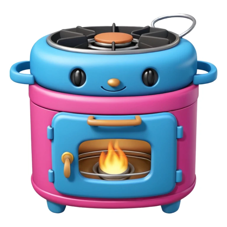 Cute toy stove, single burner only, front view.
BabyBus-style 2.5D soft shading, bright pastel colors (pink & blue).
Rounded chunky toy shape, simple details.
Even studio lighting, NO harsh light, NO realism, NO textures.
Smooth matte surface, no outlines, no strokes.
Clean background. sticker