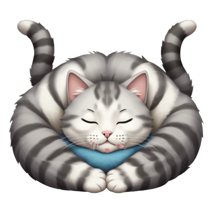 grey and white small cat eyes closed lying down upside down with paws stretched out straight in different directions sticker