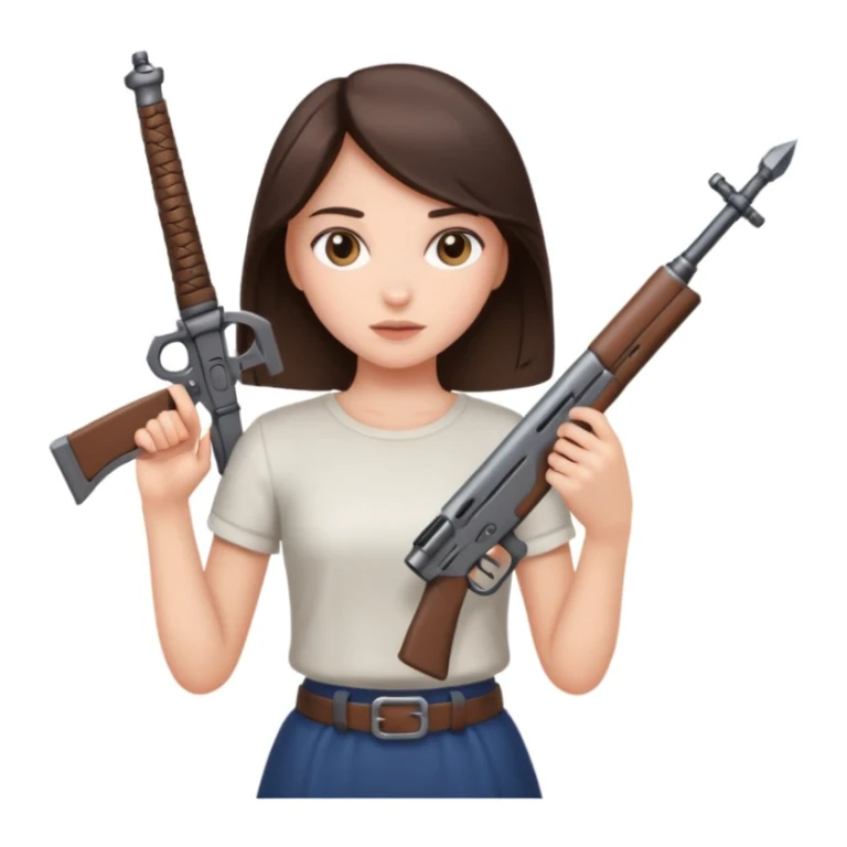 Fille brune clean girl avec une arme  sticker