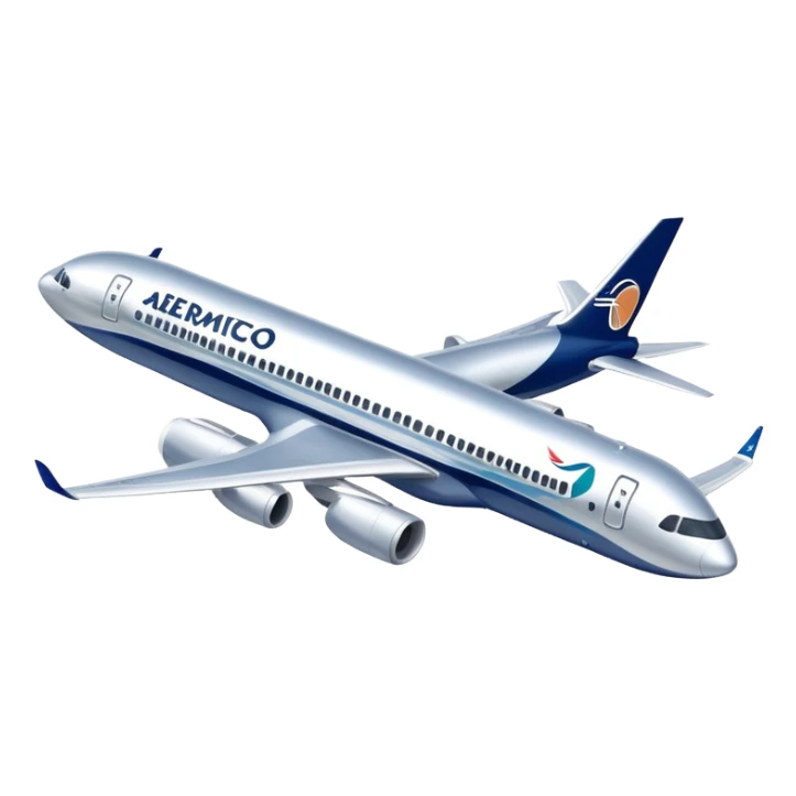 Aeromexico airplane with blue and silver colors sticker