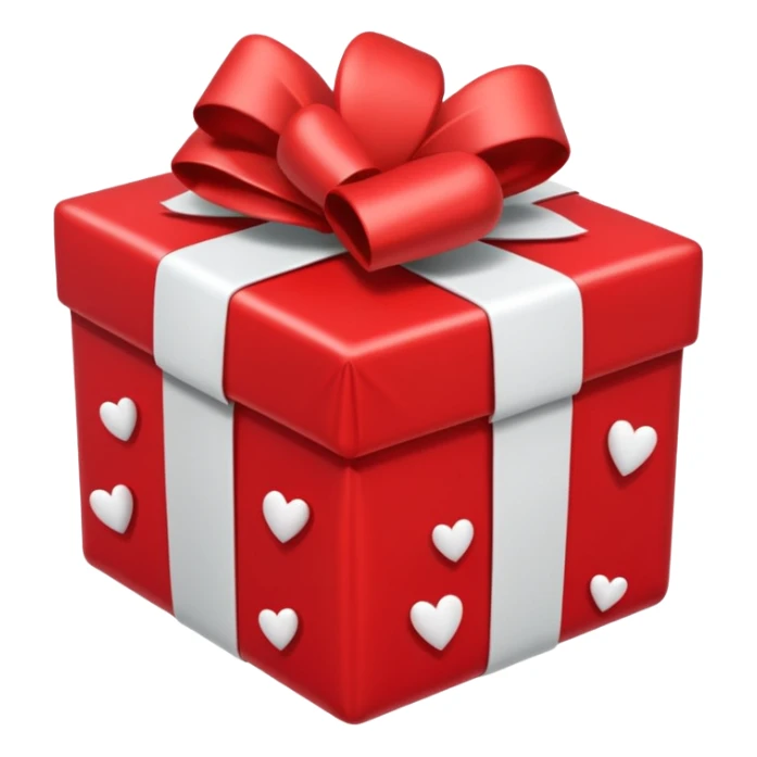 a red gift with a white bow, from which red hearts fly out sticker