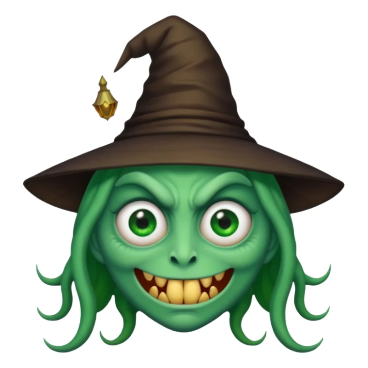 Creat an emoji of an evil monster Witch with Green eyes sticker