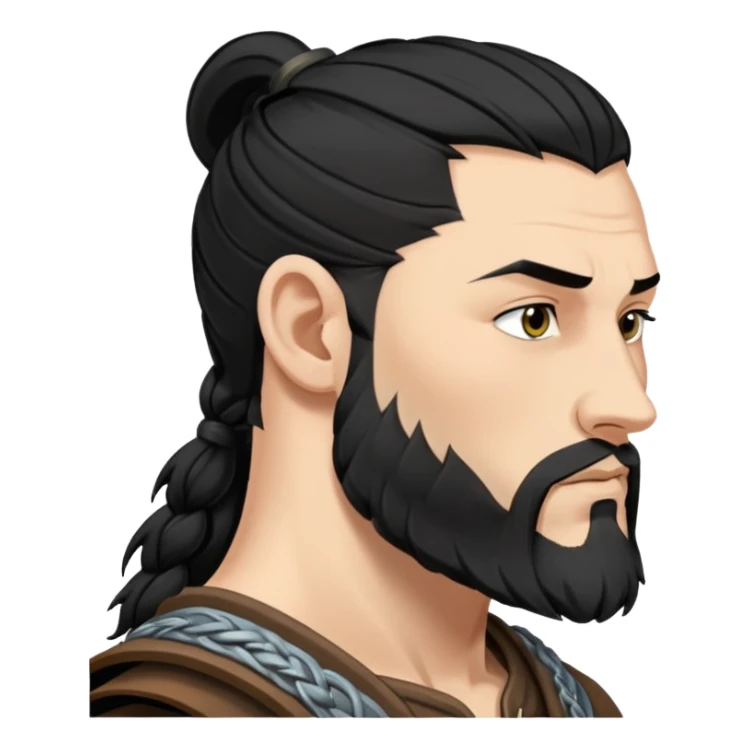 Ragnar side face emoji with black hair sticker