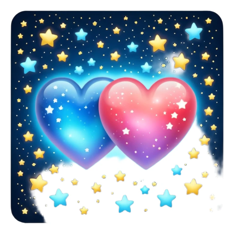 Two hearts one beyond one another with stars in it sticker