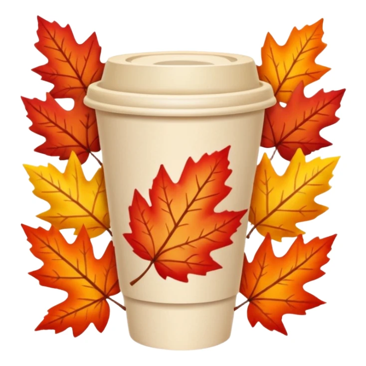 paper cup with autumn leaves sticker