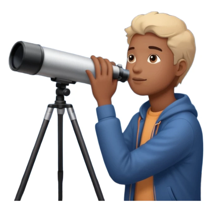 person stargazing with a telescope sticker