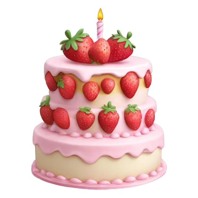 Pink strawberries and cream birthday cake  sticker