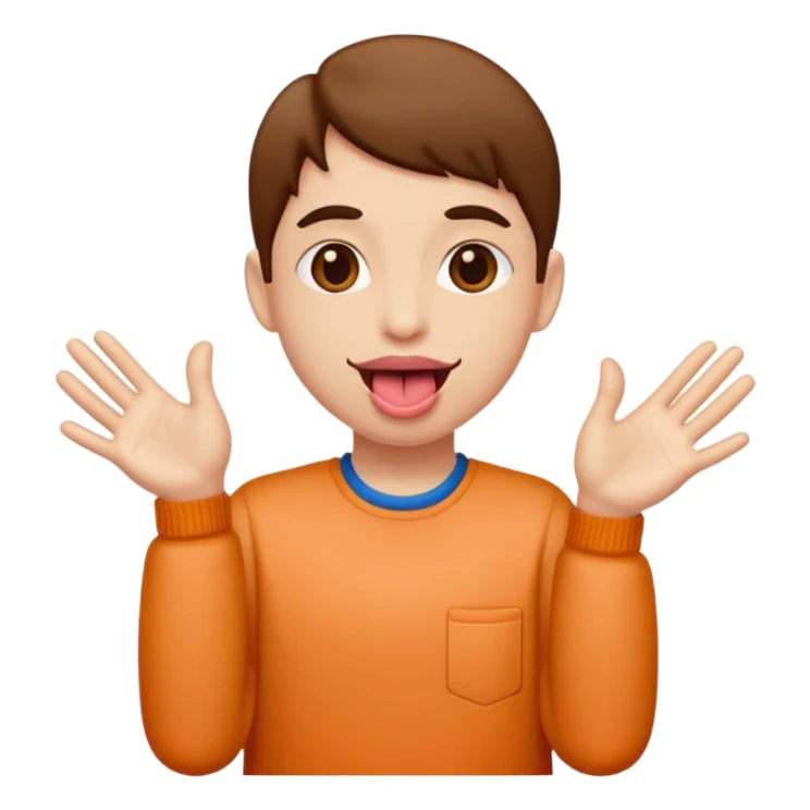 Tongue out with hands to side sticker