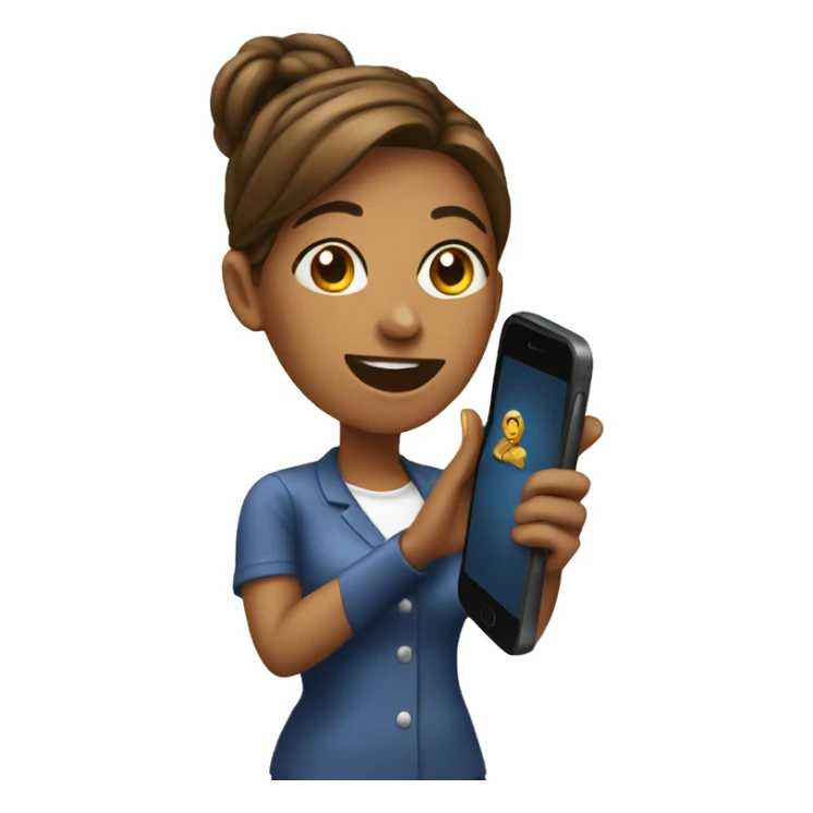 woman showing big phone sticker