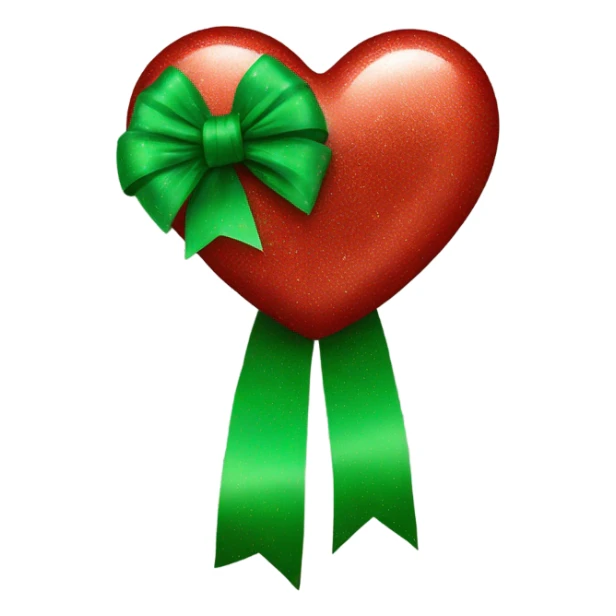 Sparkly red heart with green bow sticker