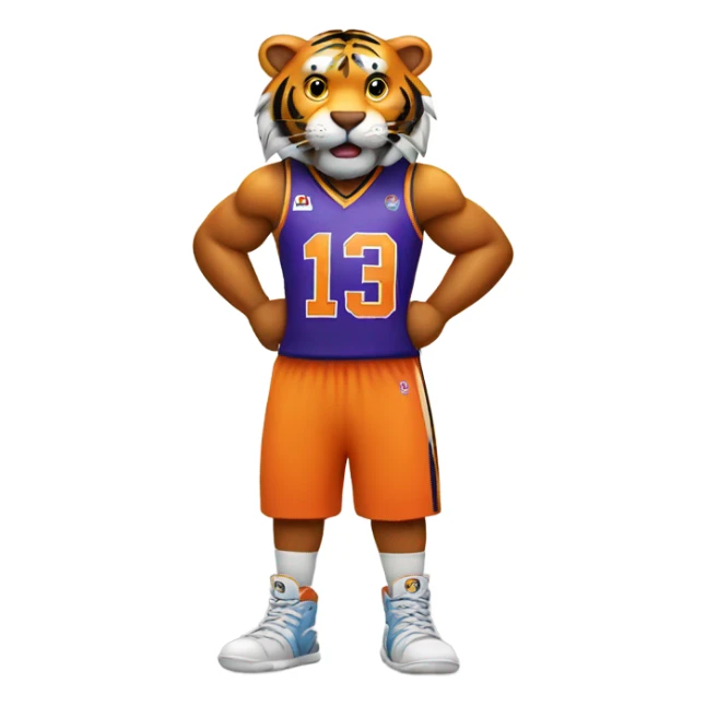 Tiger wearing basketball jersey sticker