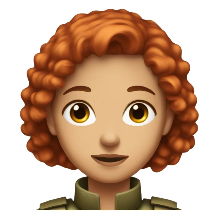 red head pretty brown eyes soldier girl sticker