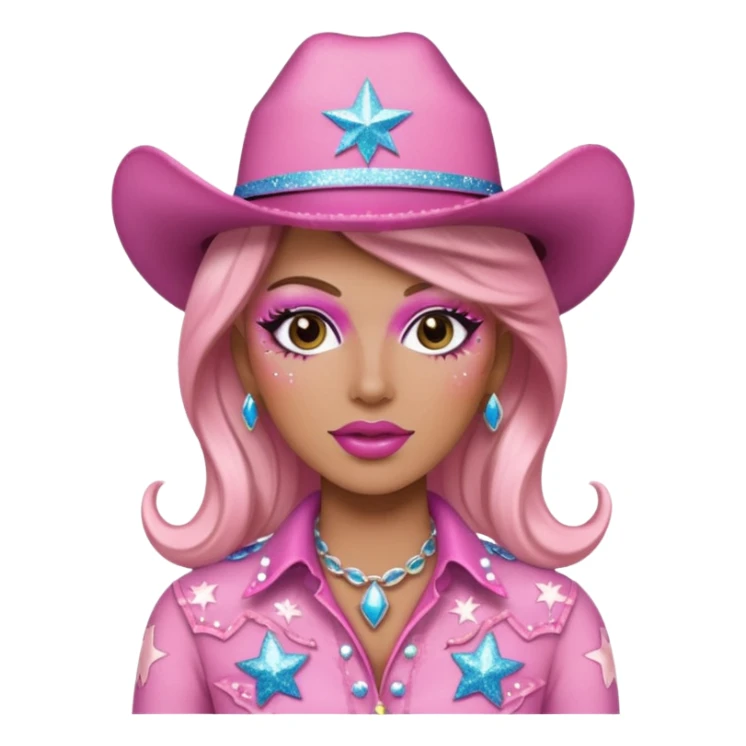 pink cowgirl glitter, drag sticker