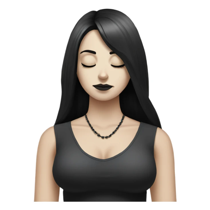 goth white girl and black hair meditating sticker