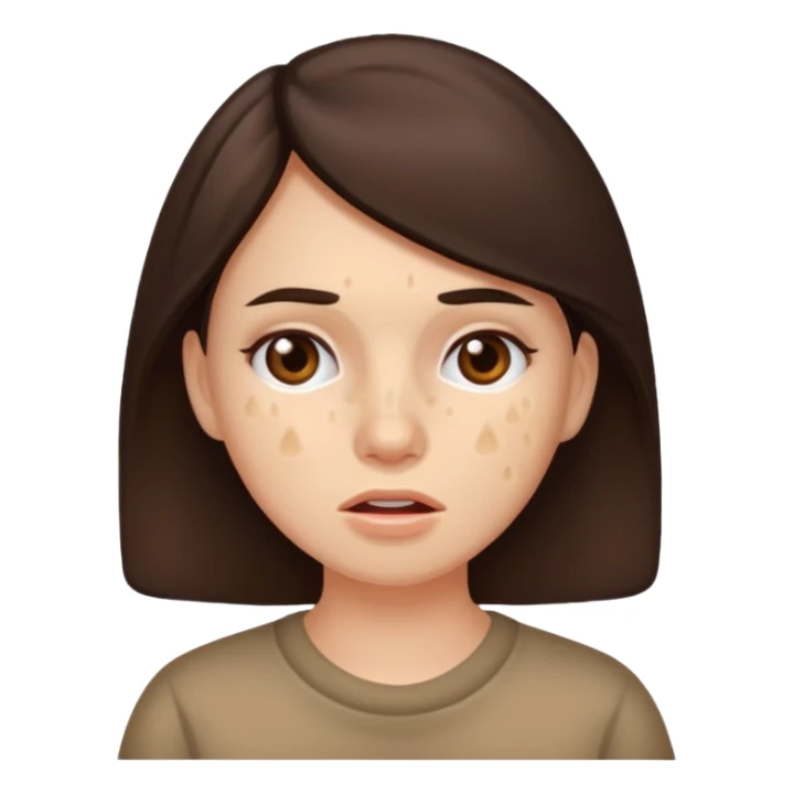 brunette woman with lots of acne sticker