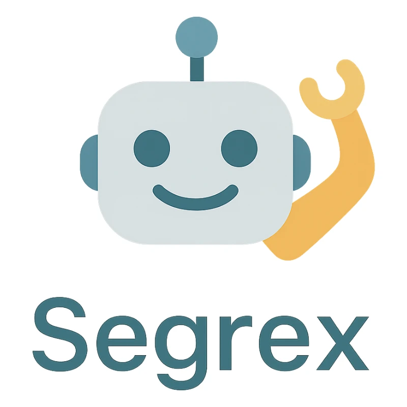 smiling robot head with an elbow sign and the word 'Segrex' sticker