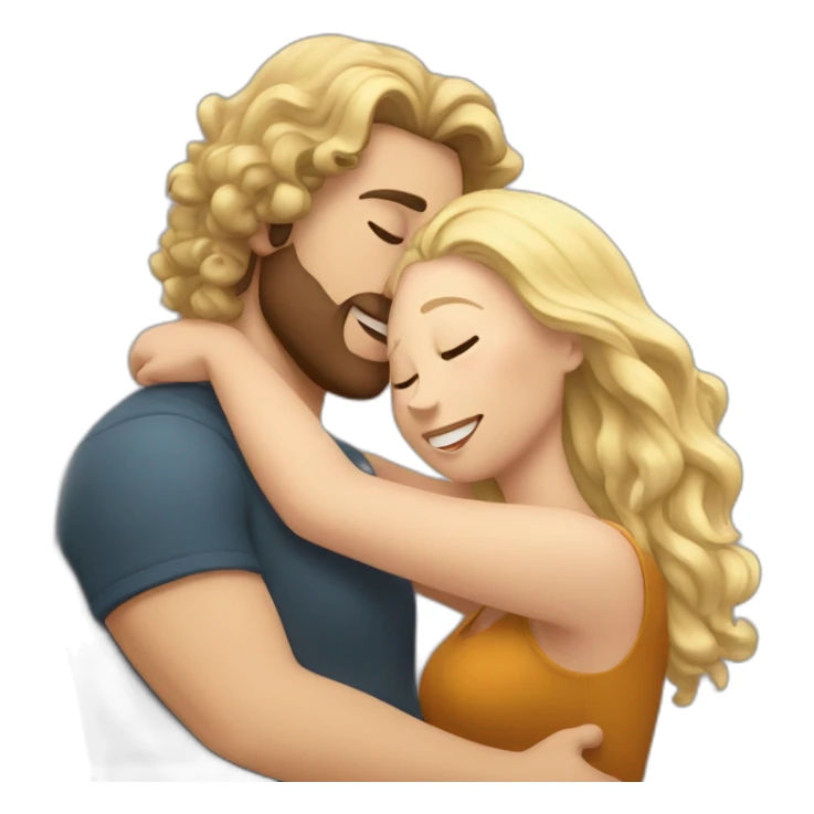 White Man with long dark curly hair hugging a blonde curvy woman sticker