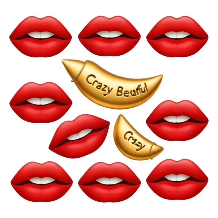 Set of lips with the words ‘crazy beautiful’ around them sticker