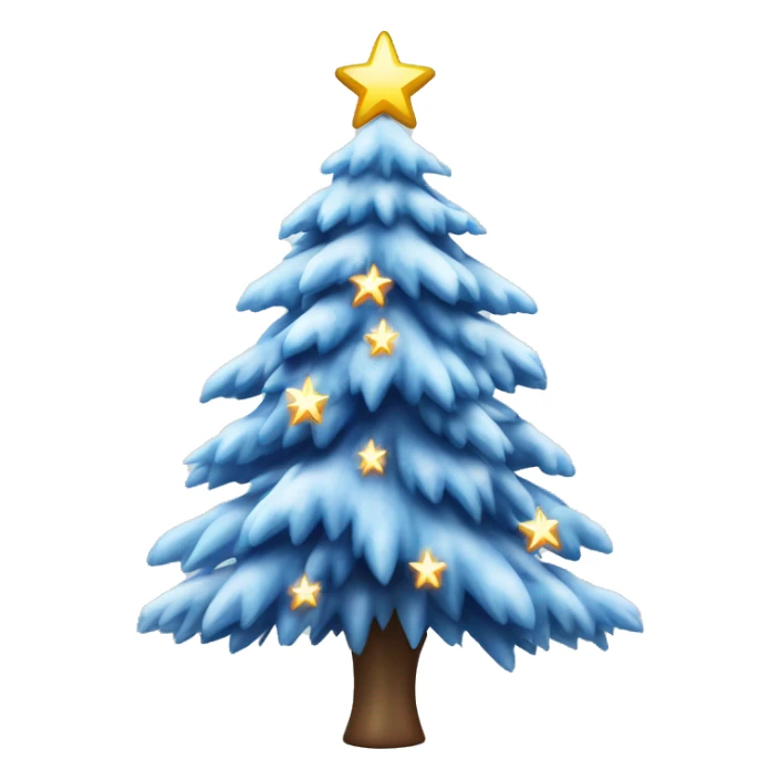 Árbol de navidad con nieve, luces celestes y estrella plateada sticker