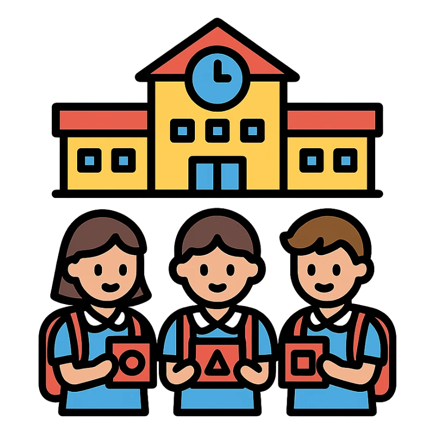 A group of school children finding Squid Game business cards in their school sticker